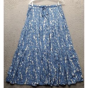 Karen Kane Tiered Midi Skirt Womens Small Multi Floral Pleated Elastic Tie Waist